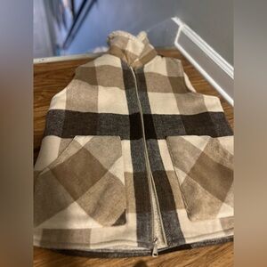 Sanctuary Women's mixed Media Vest Brown Sherpa Plaid size medium.